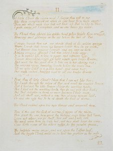 II Oリトルクラウド...、The Book of Thel、1789のプレート5（紙にペンとトイレで手描きのレリーフエッチング） 作： William Blake